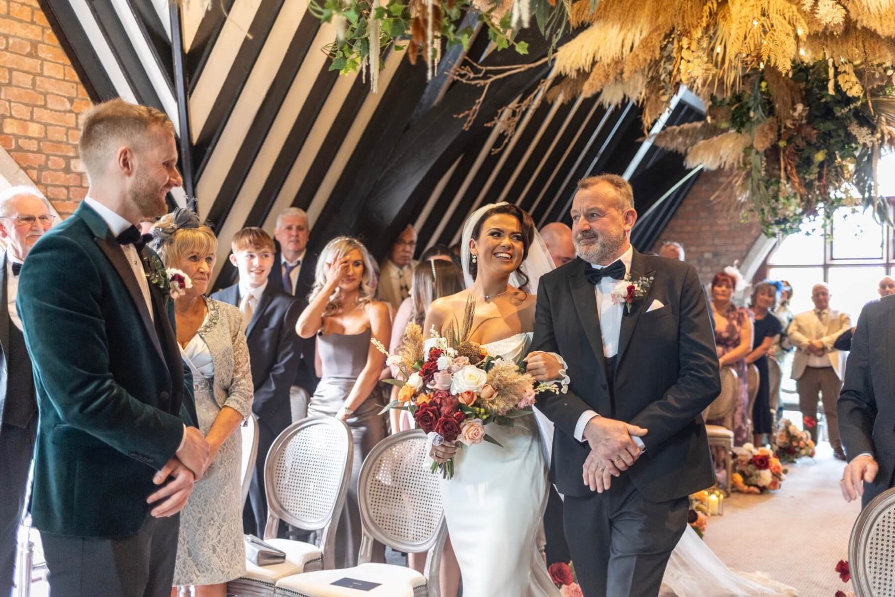 Clandeboye Lodge ceremony aisle wooden beams