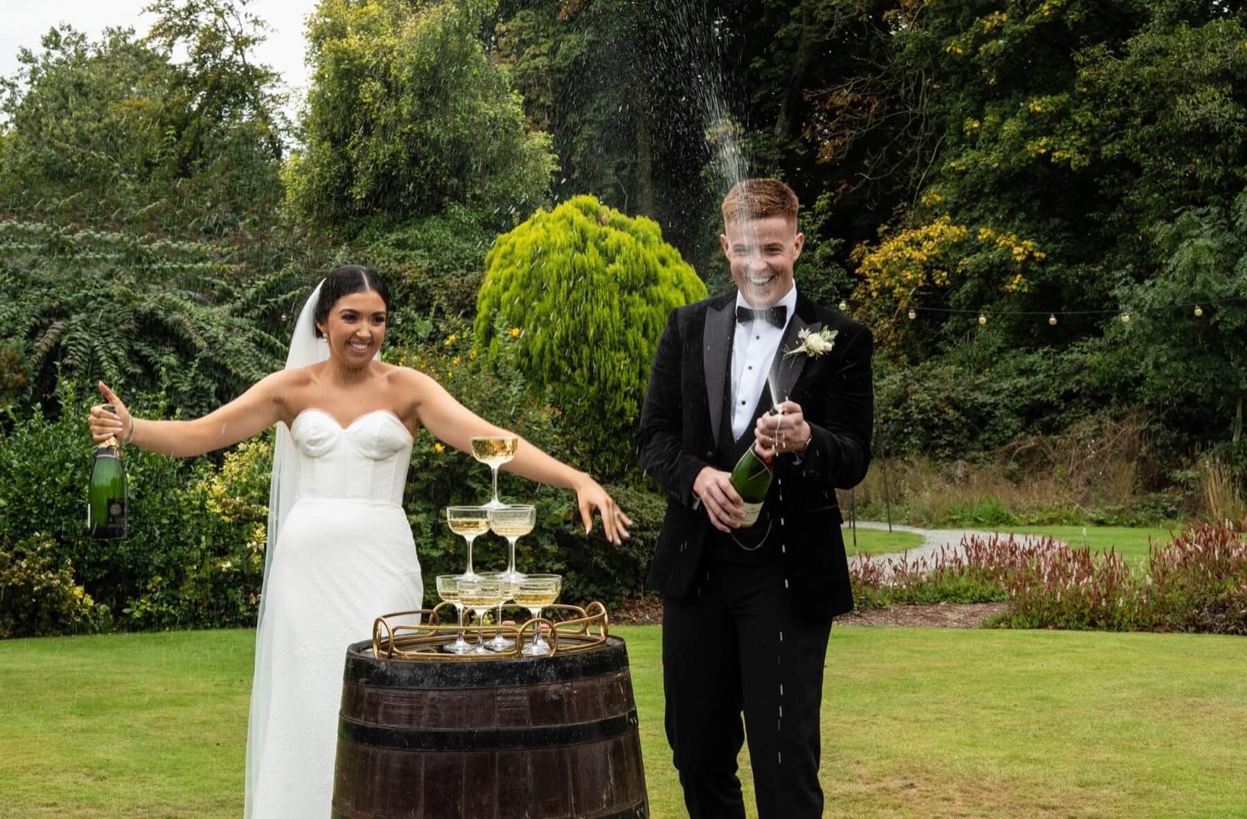 Wedding couple in garden Old Rectory Killyman Northern Ireland wedding photographer