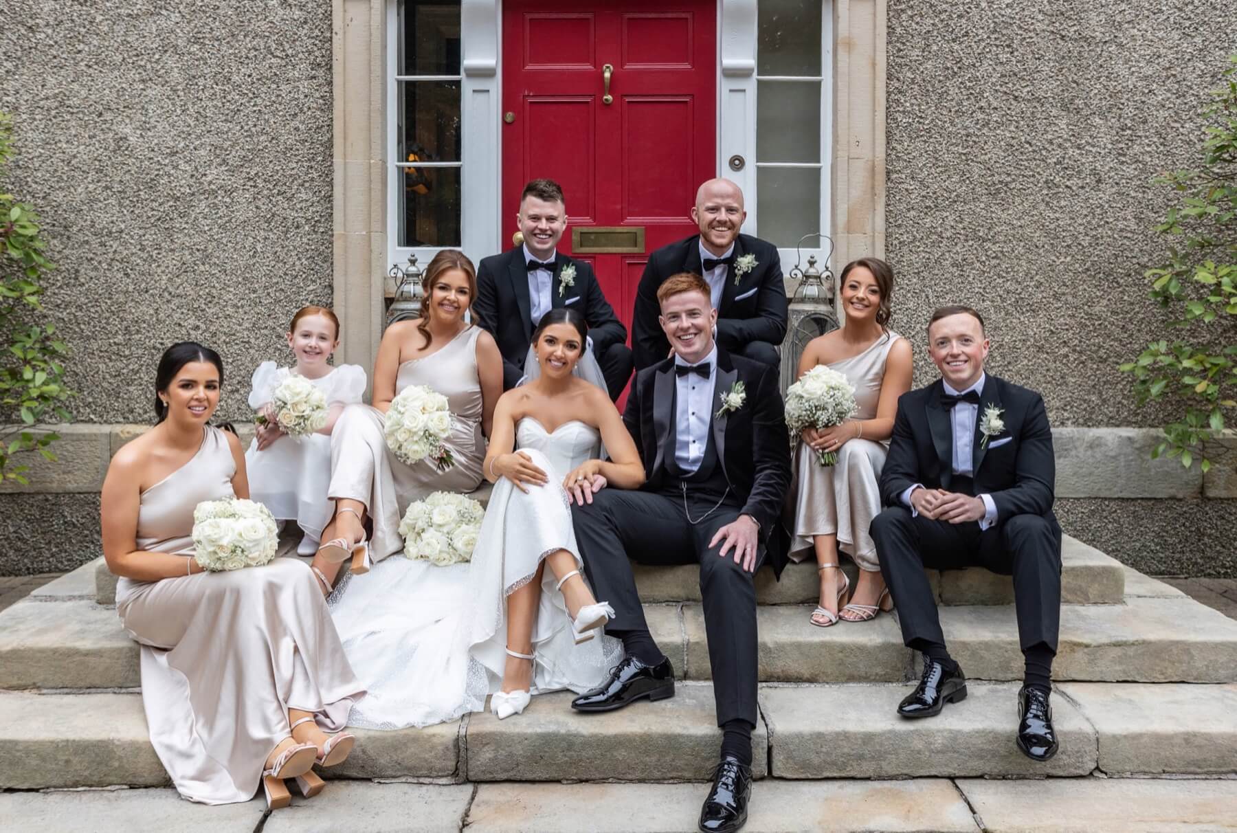 Wedding party on steps Old Rectory Killyman