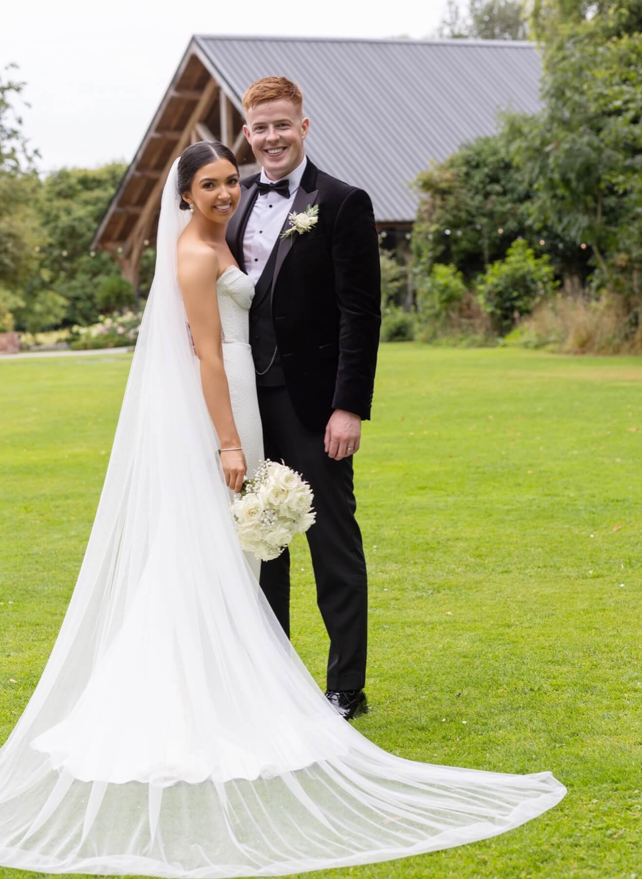 Wedding couple on lawn Old Rectory Killyman Northern Ireland modern wedding venue photography