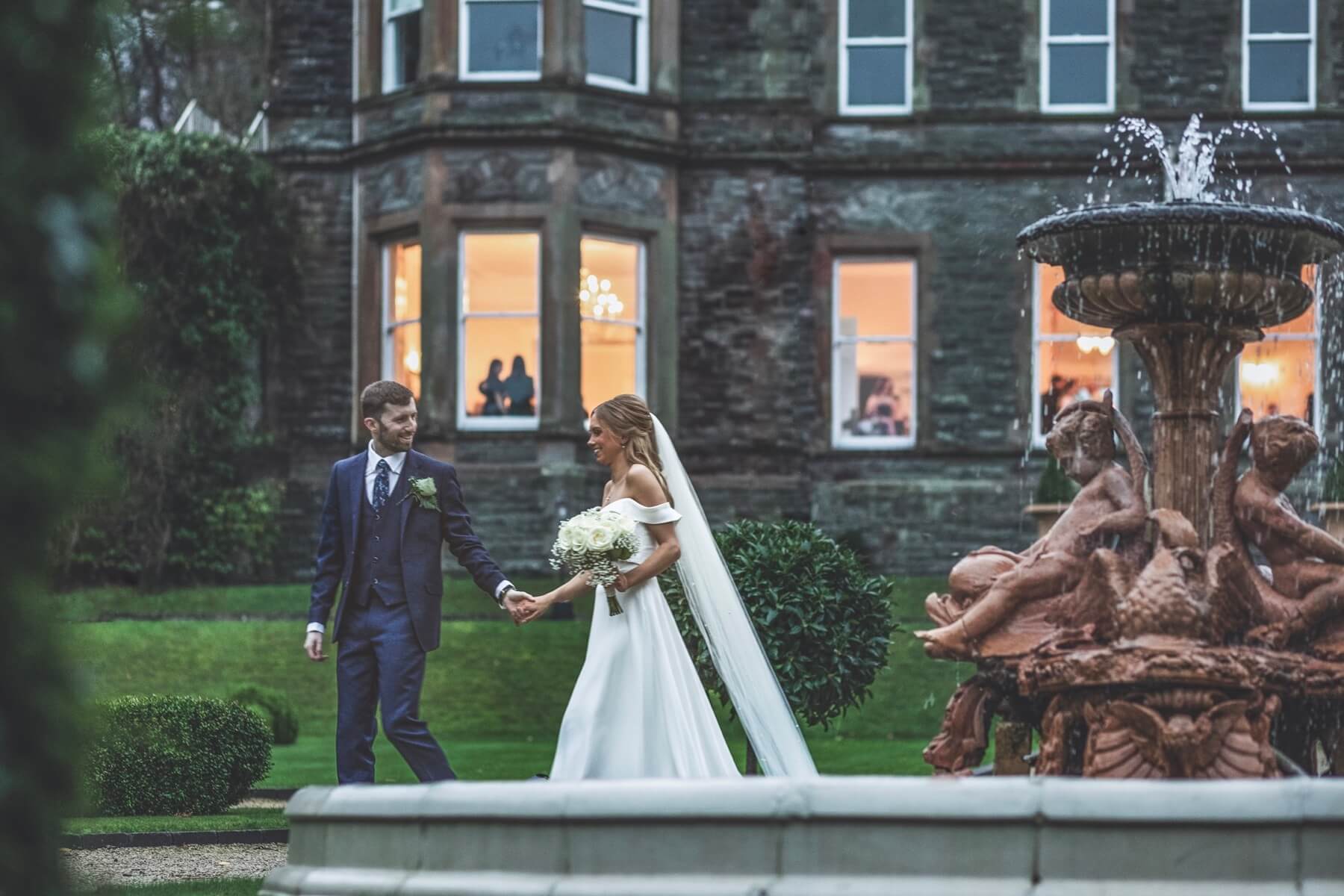 Magheramourne Estate wedding couple at dusk